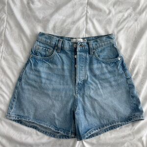 & Other Stories high waisted light denim jean shorts